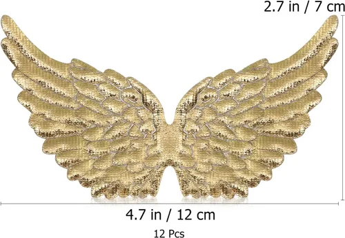 Miniatura 7 de NUOBESTY Parches de alas de ángel para manualidades, accesorios para el cabello, 12 unidades (dorado)