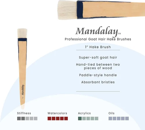 Miniatura 2 de Creative Mark Mandalay - Cepillo profesional de merluza para cabello de cabra – Pincel de pintura de 1 pulgada de ancho con mango de paleta
