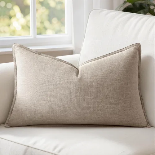 Miniatura 9 de MIULEE Fundas de almohada decorativas de lino de 12 x 20 pulgadas, almohadas neutras bohemias de cenizas azules para cama, paquete de 1 funda