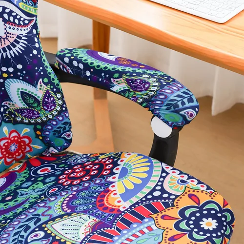 Miniatura 6 de FORCHEER Funda para silla de juegos con fundas para reposabrazos, estilo bohemio, 4 piezas, elásticas, para silla de computadora, juego de fundas
