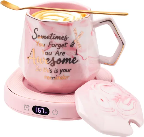 Miniatura 11 de You're Awesome Juego de Calentador de Tazas de Café, Calentador de Tazas de Café Eléctrico Inteligente para Escritorio de Oficina, 4 Ajustes