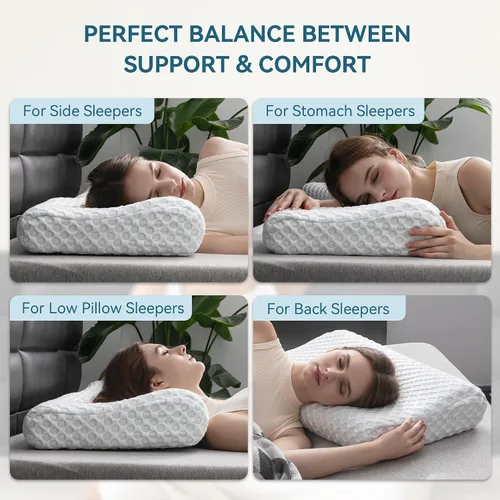 Miniatura 2 de Almohada cervical para el cuello, almohada de contorno de espuma viscoelástica para aliviar el dolor, almohada cervical para dormir, almohada
