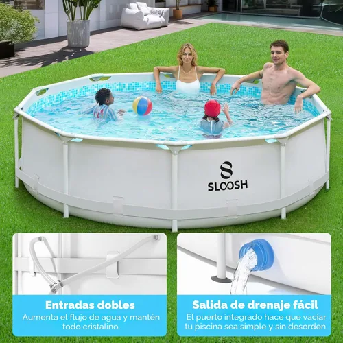 Miniatura 7 de SLOOSH Piscina redonda sobre el suelo, 10 pies x 30 pulgadas, marco redondo para exteriores sobre el suelo, conjunto de piscina para niños y adultos