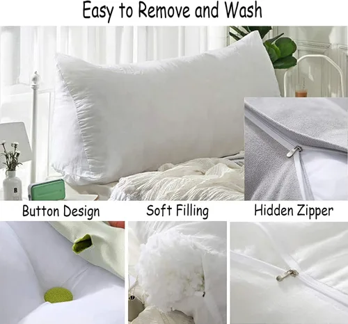 Miniatura 4 de Cojín de respaldo triangular para cabecero, almohada de lectura doble grande para sofá cama, cojín lumbar de cuña con funda extraíble