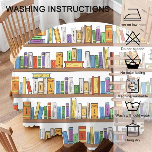 Miniatura 5 de Yibeas Mantel redondo para libros, estantes para mesa, escalera, para tienda, biblioteca, club de lectura, escalera, cubierta de mesa para comedor