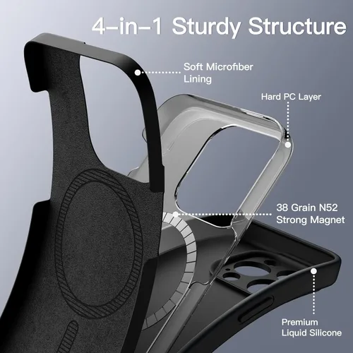 Miniatura 4 de JETech Funda magnética de silicona para iPhone 13 Pro de 6.1 pulgadas, compatible con MagSafe, cubierta de teléfono con protección completa