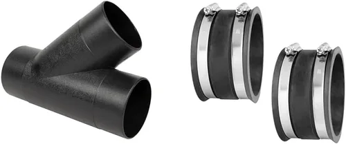 POWERTEC 70106 - Conector de manguera de recolección de polvo de ajuste en Y, negro y 70149-P2 4 pulgadas con control de polvo flexible con