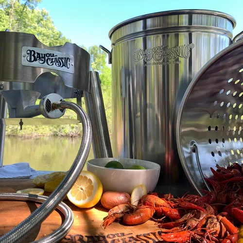 Miniatura 6 de Bayou Classic El kit de cocina de caldera de acero inoxidable cuenta con caldera de acero inoxidable de 44 cuartos con tapa, cesta de vapor/hervir