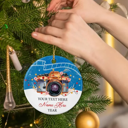 Miniatura 3 de Adorno de Cerámica Personalizado de Fotógrafo Fotografía Navidad 2025, Regalos de Adorno de Cámara Fotográfica para Navidad, Adornos de Cámara