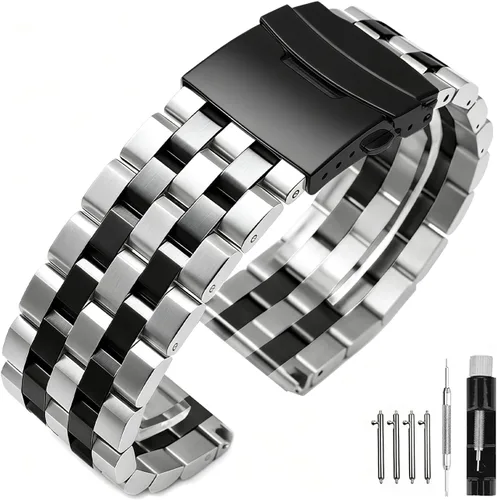Miniatura 17 de Correas de reloj de metal cepillado para hombres y mujeres, correa de reloj de acero inoxidable sólido 18/20/22/24/26mm, correa de reloj de pulsera