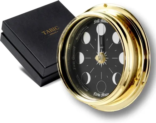 Miniatura 10 de Reloj de Pared de Fases Lunares Prestige Cromado Hecho a Mano - Elegante Reloj de Pared de Luna Llena con Esfera Negra Azabache, Aspecto Cromo