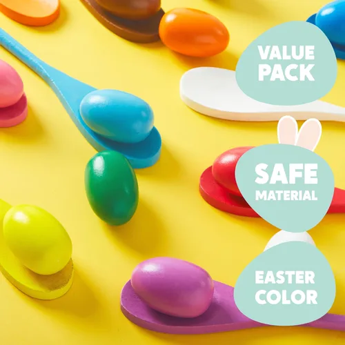 Miniatura 2 de JOYIN Juego de 24 piezas de huevos de Pascua y cuchara, juego de relevo de huevos de Pascua y cuchara, para 12 jugadores, juego de relevo de huevos
