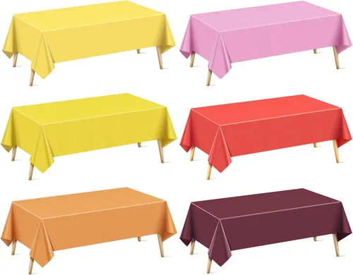 Miniatura 41 de Mantel rectangular de la serie azul y verde, 4 piezas, 54 x 72 pulgadas, color sólido, impermeable y a prueba de derrames, mantel de plástico
