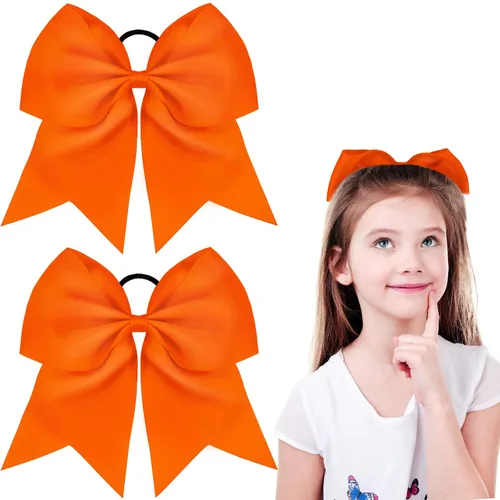 Miniatura 7 de 2 paquetes de lazos grandes para animadoras de 8 pulgadas con soporte para coleta, lazos grandes para el cabello para uniformes de sóftbol para Negro