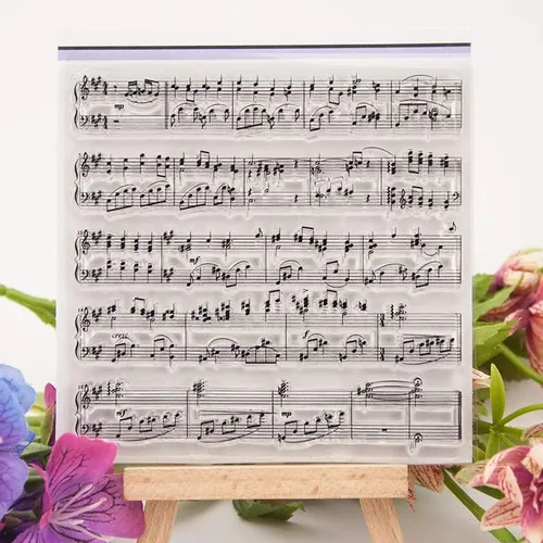 Miniatura 5 de NZJ Vintage Inglés Palabras Sentimiento Fondo Música Notas Borrar Sellos Tarjetas para Grabado Carpeta Plantillas Artesanías Álbum de Tarjetas