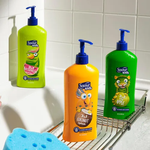 Miniatura 8 de Suave Champú 3 en 1 para niños, acondicionador y gel de baño Silly Apple, fórmula suave sin desgarros para el cabello y la piel de los niños