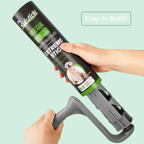 Miniatura 7 de Recambio de rodillo de pelusa de 10 pulgadas compatible con rodillos grandes Mega de 10 pulgadas de ancho, paquete de 4 repuestos, 60 hojas por