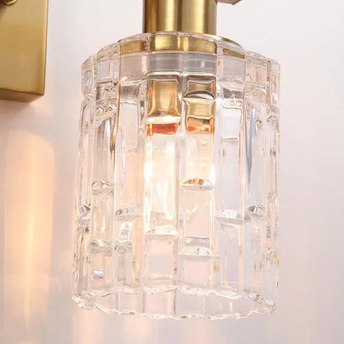 Miniatura 7 de 2 luces de tocador de baño de oro cepillado sobre el espejo, iluminación moderna de tocador con pantalla de cristal de cristal, accesorios