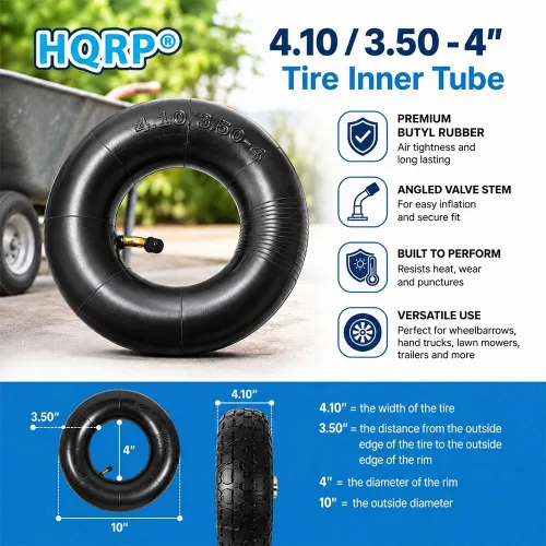 Miniatura 5 de HQRP Tubo interior 4.10/3.50-4 para carretilla, camión de mano, carretilla, cortacésped, remolque, tubo de neumático de 10 pulgadas, válvula