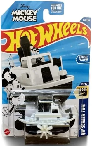 Hot Wheels Steamboat William [Negro & Blanco], Tiempo de Pantalla 10/10, 166/250, Coche Diecast Escala 1:64