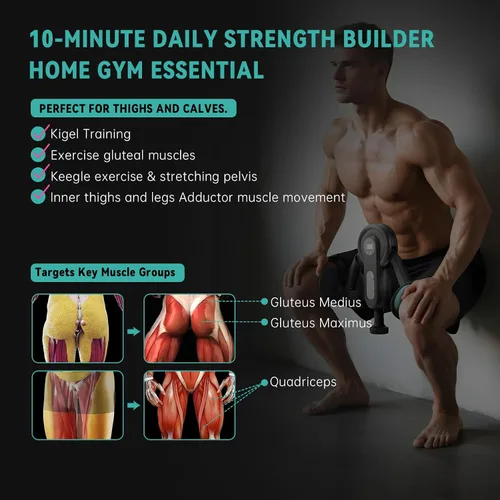 Miniatura 6 de Entrenador de muslos Kegel para hombres, dispositivos de ejercicio de suelo pélvico con correas de piernas, ejercitador interno de muslos de 360°