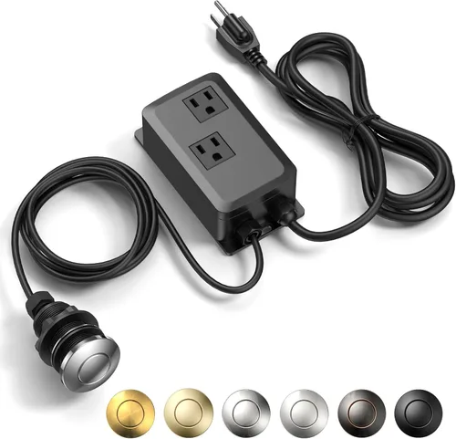 Miniatura 8 de Kit de interruptor de aire para eliminación de basura ANWOLL - Profesional - Doble salida, interruptor de encendido/apagado para desagüe en la parte