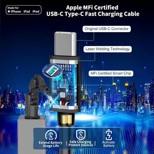 Miniatura 2 de [Certificado MFi de Apple] Cargador de automóvil para iPhone 17, encendedor de cigarrillos USB BARMASO 4.8A Cargador rápido USB-C Carplay