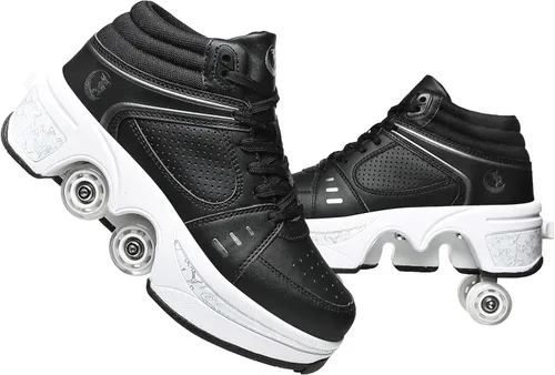Miniatura 12 de Rueda de deformación de doble hilera Zapatos para caminar automáticos Deformación invisible Patín de ruedas 2 en 1 Patines de polea extraíble