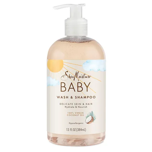 SheaMoisture - Lavado y champú para bebé 100% aceite de coco virgen con aceite de coco, 13 onzas