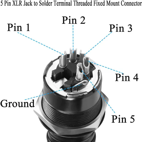 Miniatura 3 de QIANRENON Adaptador de soldadura de fijación con rosca XLR de 5 pines XLR hembra a terminal de soldadura, conector redondo de 5 polos XLR DMX Mount