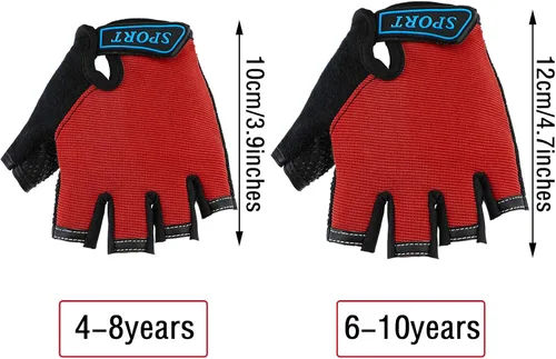 Miniatura 3 de 3 pares de guantes de medio dedo para niños guantes de deporte antideslizantes guantes de gel para niños ciclismo ciclismo
