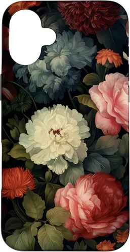 Miniatura 22 de Vintage Dark Flower Pattern Moody Floral Case for iPhone 16