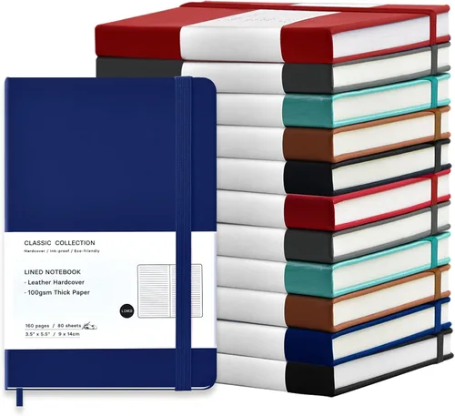 Miniatura 8 de Paquete de 6 cuadernos de bolsillo, cuadernos pequeños, mini bloc de notas con rayas universitarias, de tapa dura de cuero, para oficina, hogar