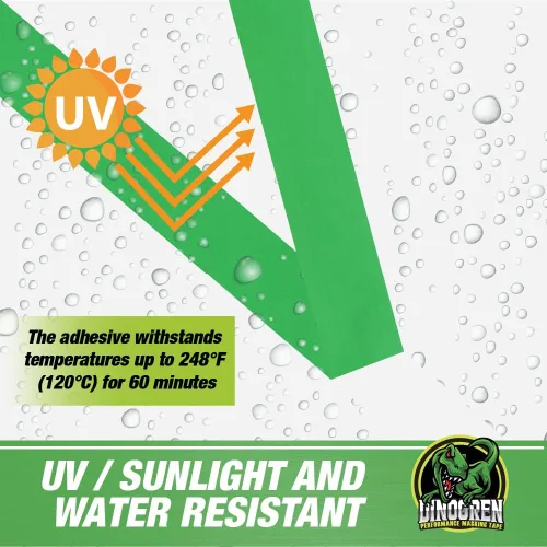 Miniatura 5 de LAUCO DINOGREN - Cinta adhesiva de alto rendimiento para pintura de automóvil, resistente al calor y al agua, verde multiusos (2 pulgadas (5 rollos)