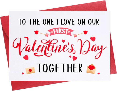 D24TIME Tarjeta romántica del primer día de San Valentín para él, su novio, novia, tarjetas románticas del primer día de San Valentín, regalos para