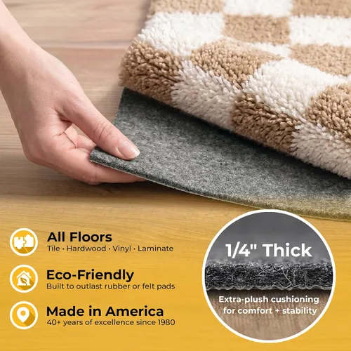 Miniatura 5 de Hold-a-Rug Plush 5' x 8' Antideslizante, Base Antideslizante para Alfombra, Agarre Reversible, ¼ de Grosor, Segura para Todos los Pisos y Alfombras
