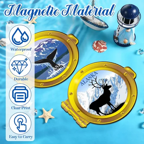 Miniatura 6 de Kanayu 2 imanes magnéticos grandes para puerta de crucero de Alaska, divertidos imanes para refrigerador, accesorios de barco, camarote y cabina