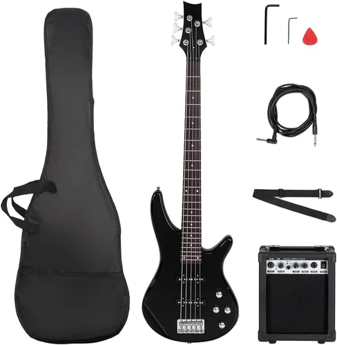 Miniatura 12 de Ktaxon Guitarra Bajo Eléctrica de 4 Cuerdas con Amplificador de 20 W, Pastilla Tipo PJ, Mástil de Arce Secado Naturalmente al Aire, Diapasón