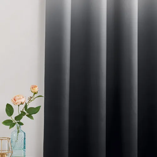 Miniatura 7 de NICETOWN Cortinas Oscurecedoras de 84 pulgadas de Largo para Sala de Estar, Cortinas de Privacidad Ombré Blanco y Negro con Ojales para Blanco a