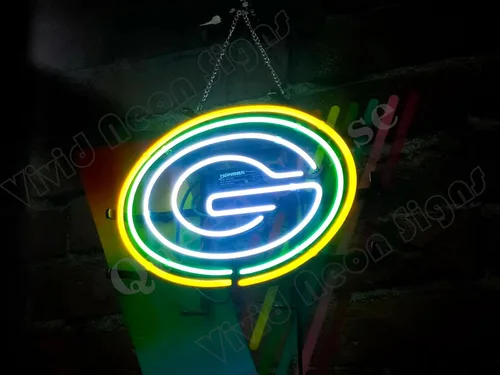 Miniatura 3 de Queen Sense 14"x10" Green Bay Neon Sign Light Man Cave Bar Pub Cerveza Decoración Lámpara de neón A114GBPL