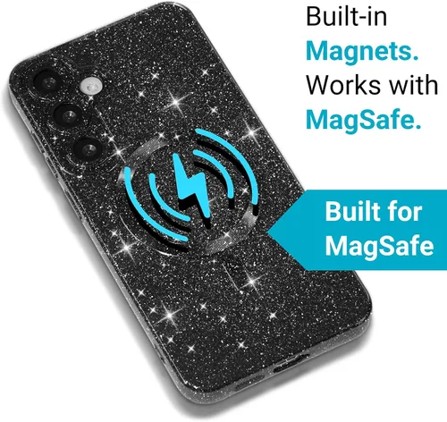 Miniatura 4 de Svanove Funda magnética con purpurina para Samsung Galaxy S22, compatible con Magsafe Cute, brillante, brillante, estética, dura y brillante