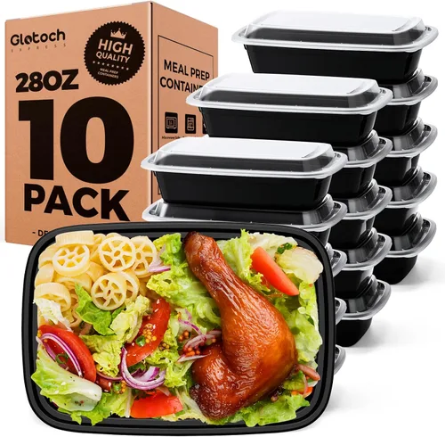 Miniatura 10 de 100 piezas (50 paquetes) 34 OZ Recipientes reutilizables para preparación de comidas con tapas, resistentes, a prueba de fugas y seguras