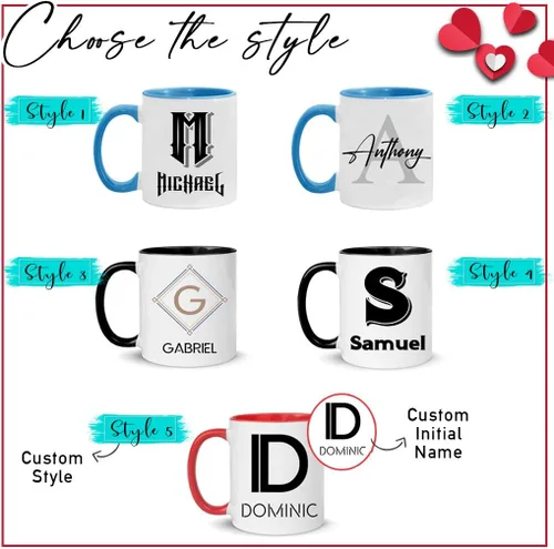 Miniatura 6 de SANTANNA Taza personalizada para hombres, iniciales personalizadas con nombre de café de cerámica (sus estilos favoritos)