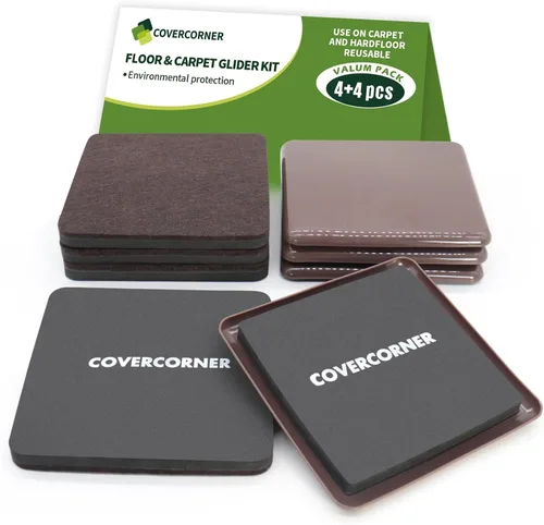 Miniatura 12 de Deslizadores de muebles para pisos de madera dura, deslizadores de muebles para pisos alfombrados, paquete combinado de 8 piezas de 3 1/2 pulgadas