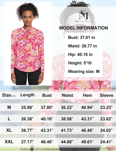 Miniatura 5 de Misyula - Camisetas de golf para mujer, con cremallera de 14, protección solar, secado rápido, tenis, correr, atletismo, entrenamiento