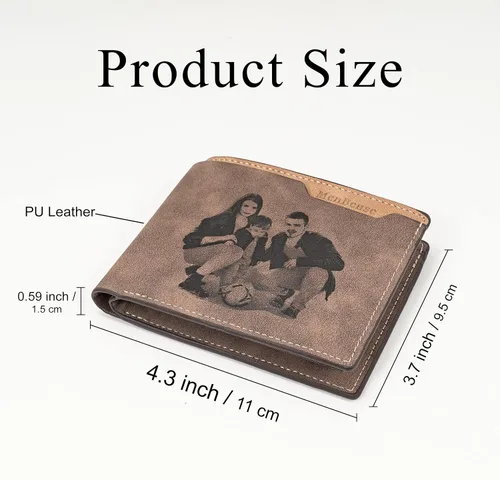 Miniatura 2 de K KENON Cartera para mamá hijo Cartera de cuero grabada para hombre, el regalo perfecto personalizado para hijo de mamá y papá