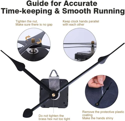 Miniatura 7 de EMOON Mecanismo de movimiento de reloj de alto par con agujas de pala de 11 pulgadas de largo, kit de motor de reloj de cuarzo para reloj