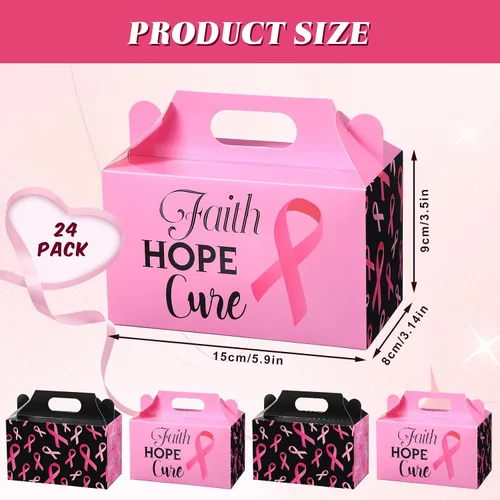 Miniatura 2 de Pasimy 24 cajas de regalo de concientización sobre el cáncer de mama, cajas de regalo de cinta rosa, cajas de regalo para mujeres y niñas, regalos