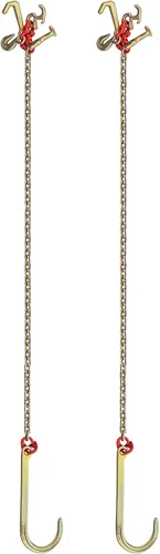 Miniatura 8 de VEVOR Cadena de gancho en J, cadena de remolque de brida de 5/16 pulgadas x 10 pies, cadena de transporte de brida G80 con 2 ganchos G70 J, ganchos