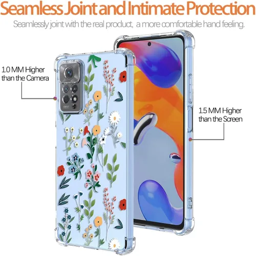 Miniatura 2 de Funda para Redmi Note 11 Pro, Redmi Note 12 Pro 4G transparente con diseño TPU absorción de golpes Slim Flower Garden Pattern Protective Back Cover